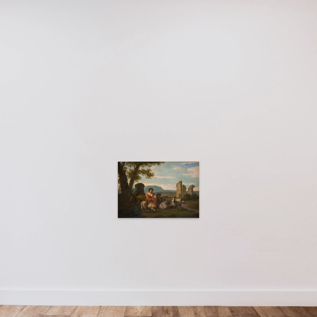 Hyrdinden med hjorden unframed — shown to scale