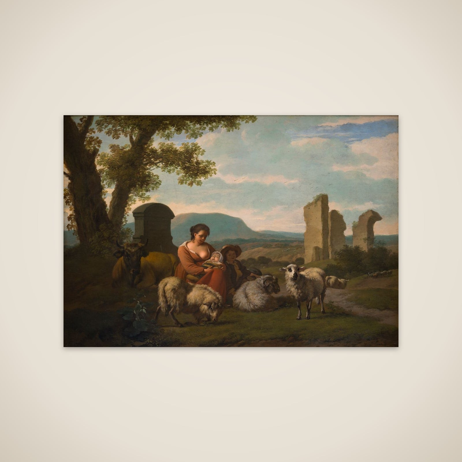 Hyrdinden med hjorden unframed print