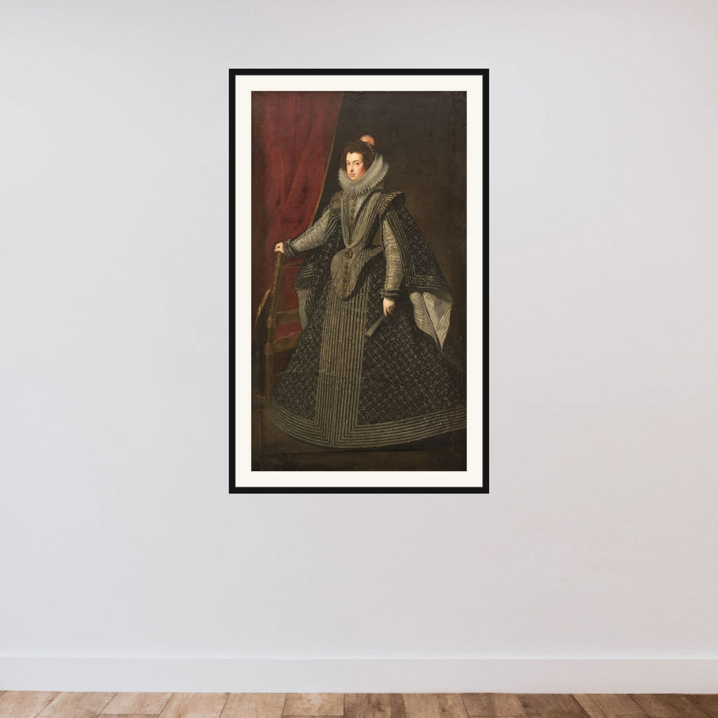 Isabella af Bourbon, kong Philip IV's første dronning framed — shown to scale
