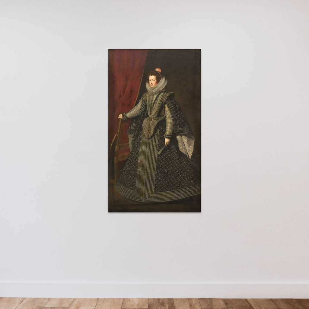 Isabella af Bourbon, kong Philip IV's første dronning unframed — shown to scale