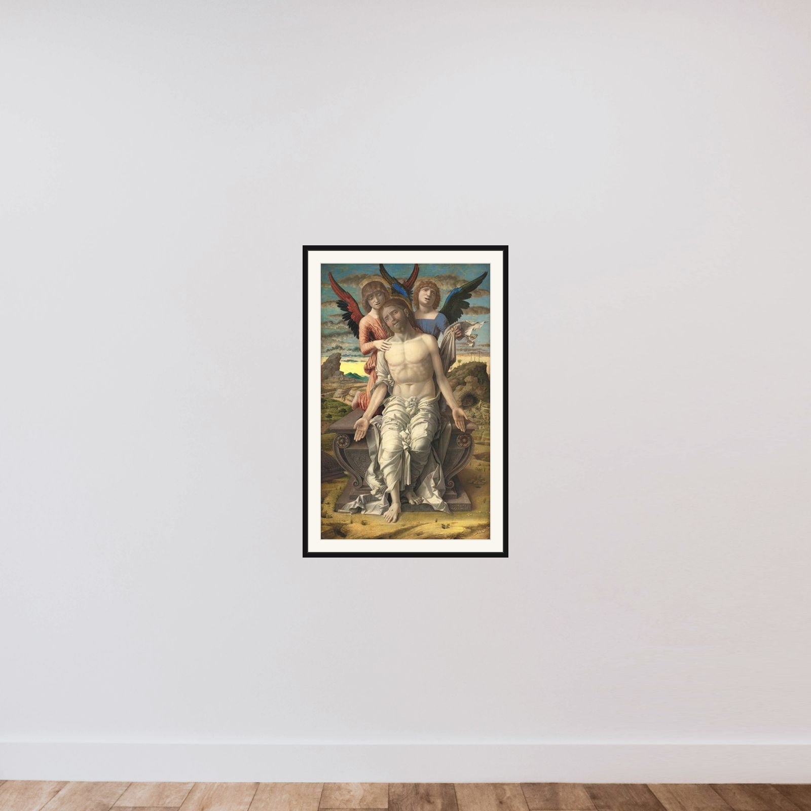 Kristus som den lidende frelser framed — shown to scale