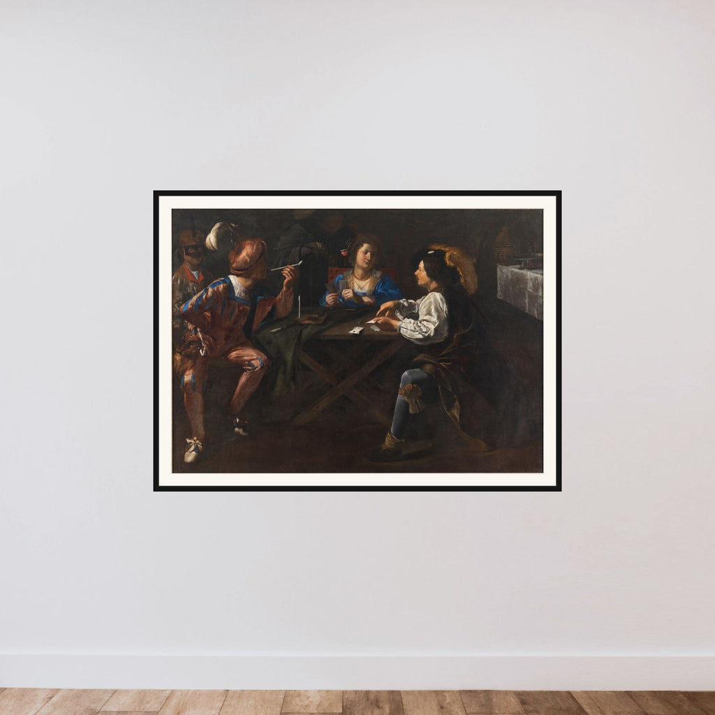 Kortspillere framed — shown to scale