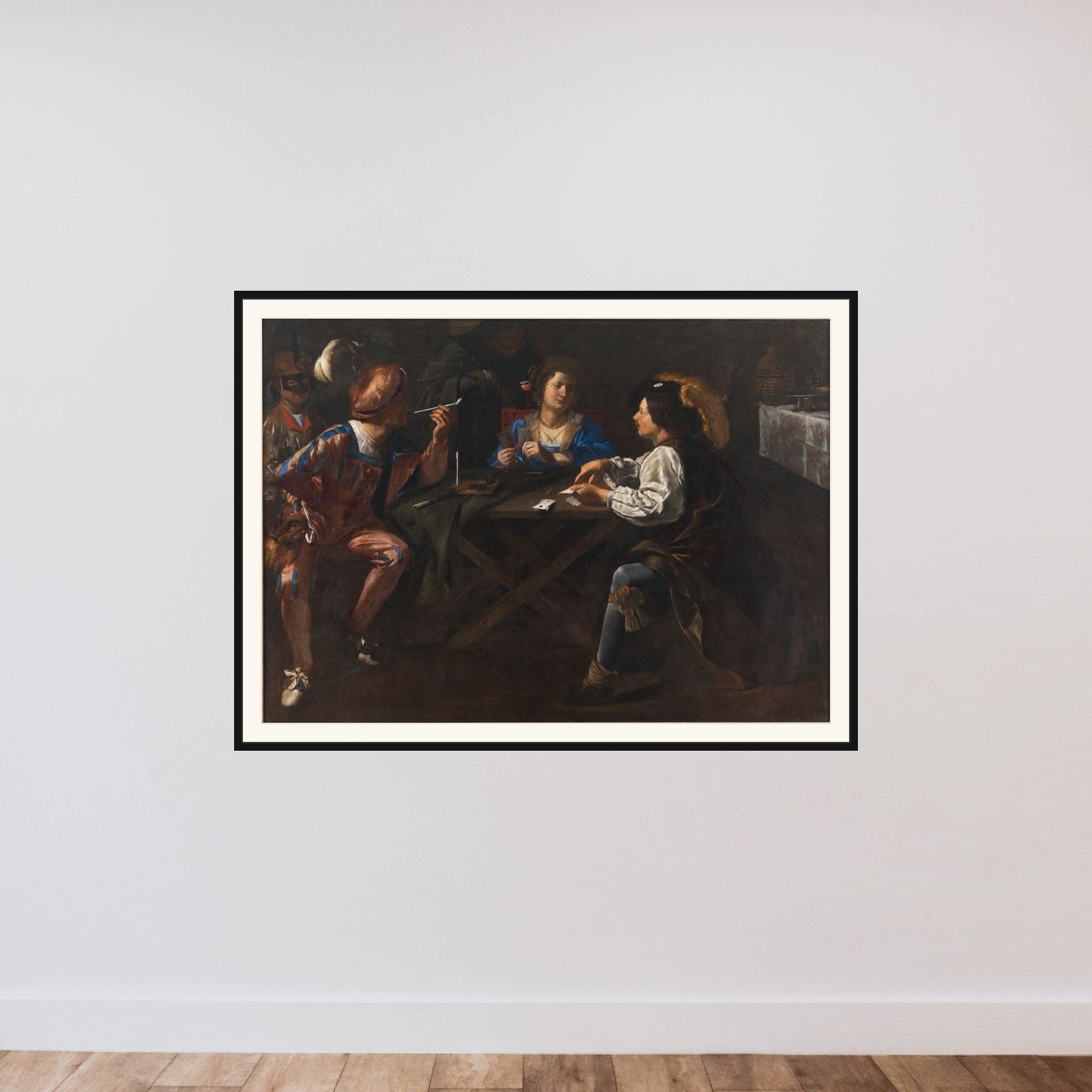 Kortspillere framed — shown to scale