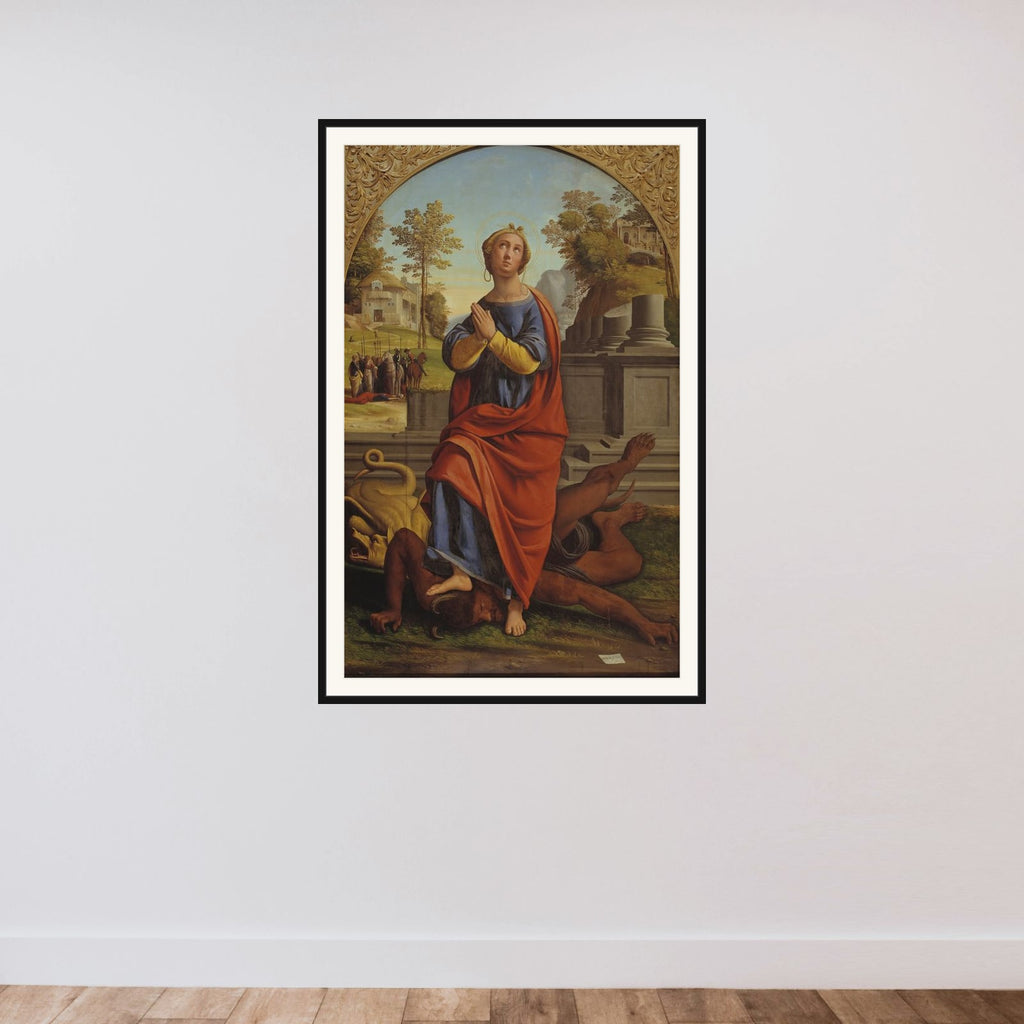 Den hellige Margrethe framed — shown to scale