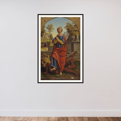Den hellige Margrethe framed — shown to scale