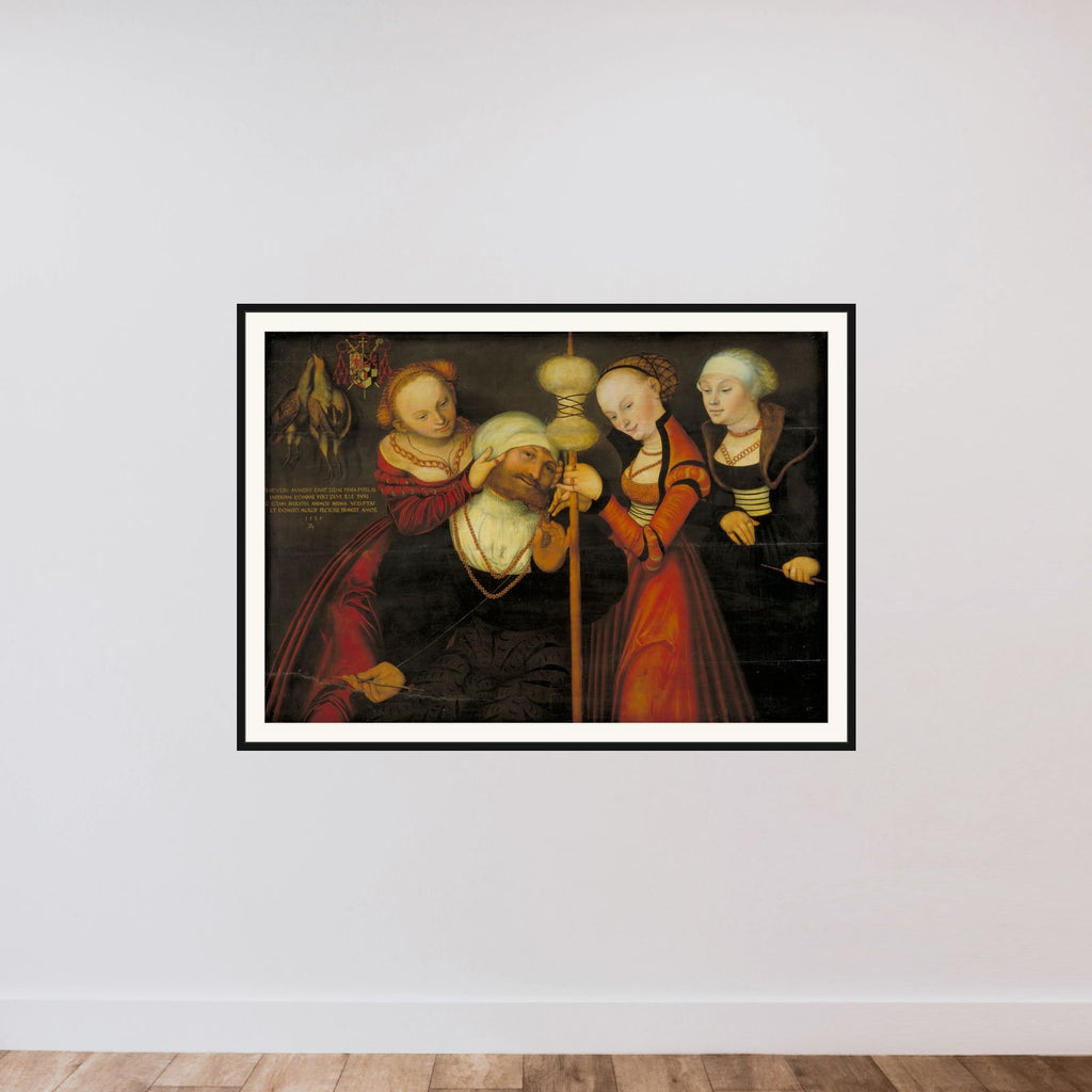 Herkules hos Omphale framed — shown to scale