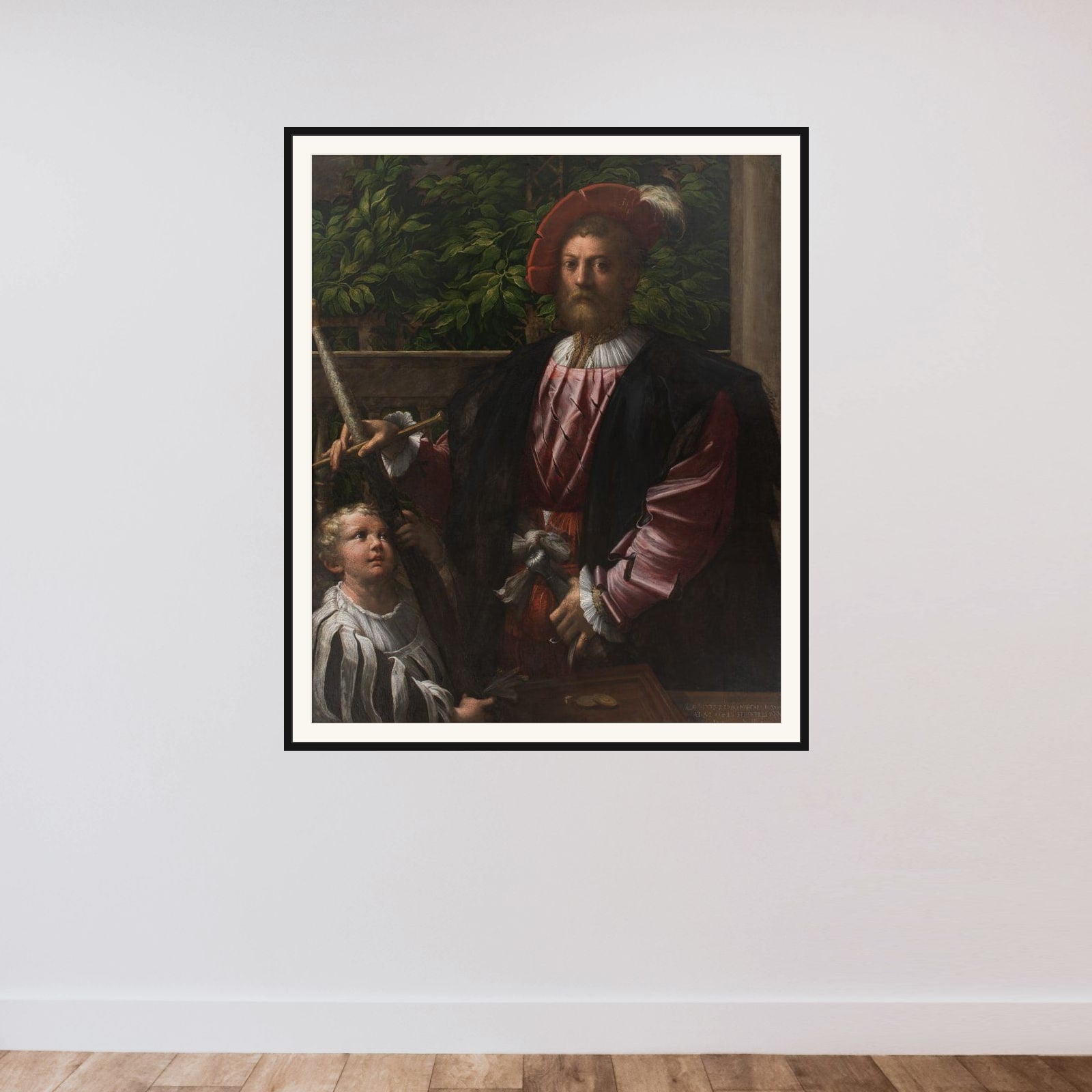 Portræt af Lorenzo Cybo framed — shown to scale