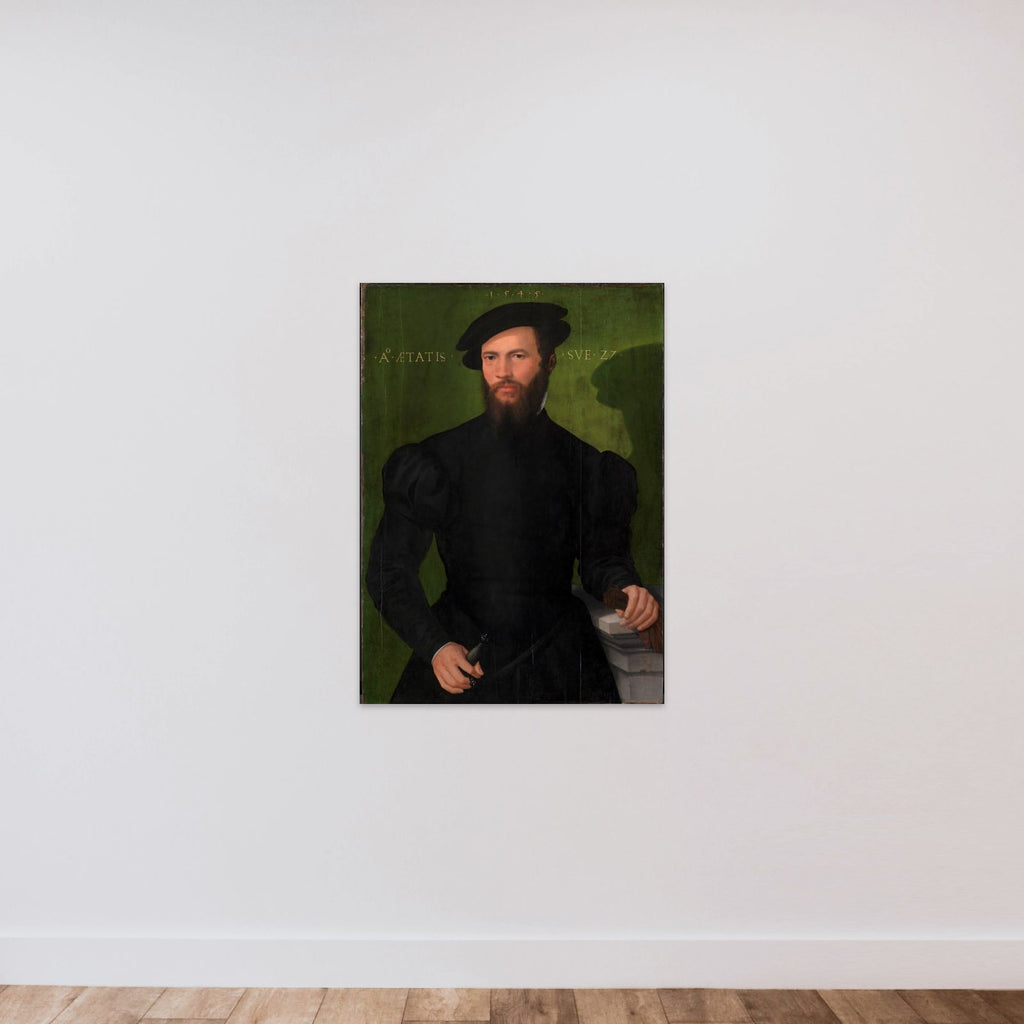 Portræt af en 27-årig mand unframed — shown to scale