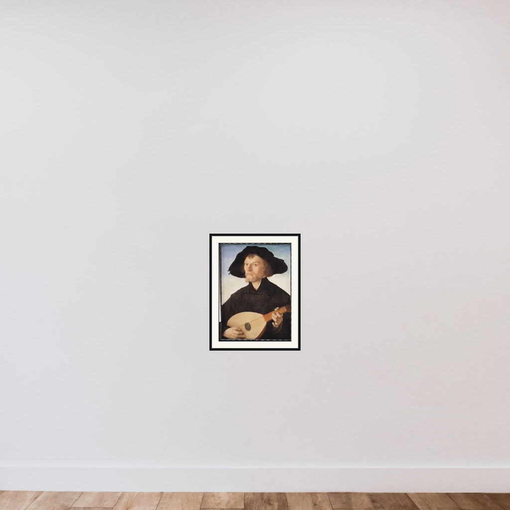 Portræt af en lutspiller framed — shown to scale