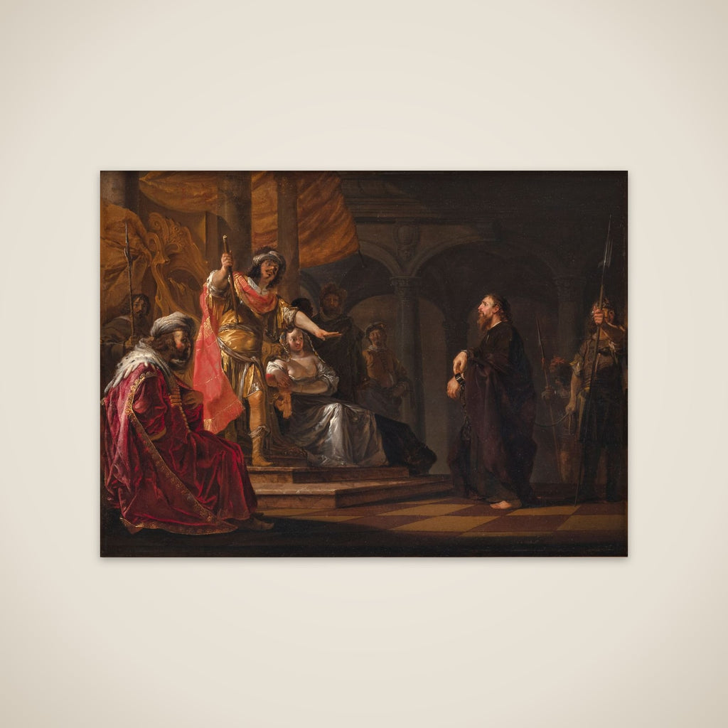 Apostlen Paulus forsvarer sig over for Festus og Agrippa ved rettergangen i Kæsarea unframed print