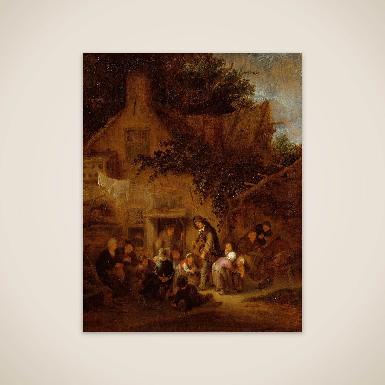 Lirendrejeren uden for et bondehus unframed print