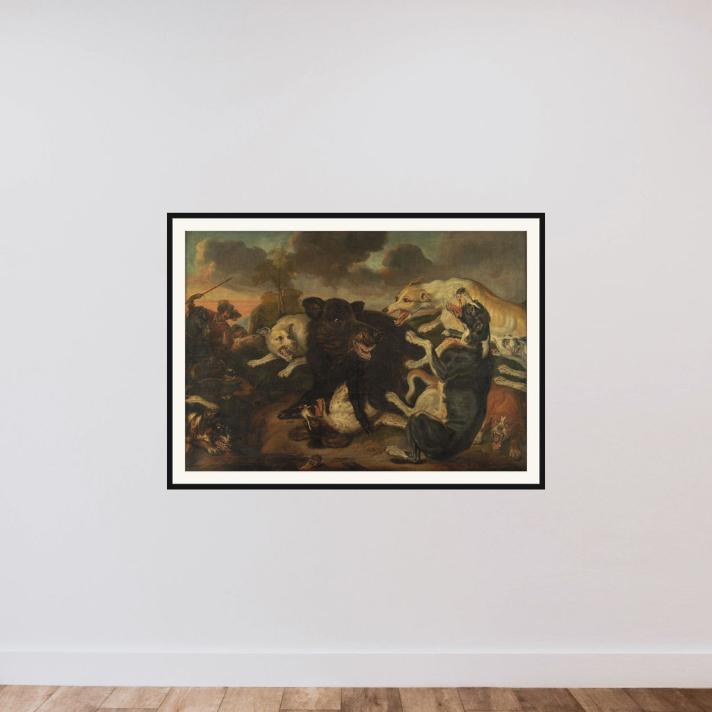 En vildsvinejagt framed — shown to scale