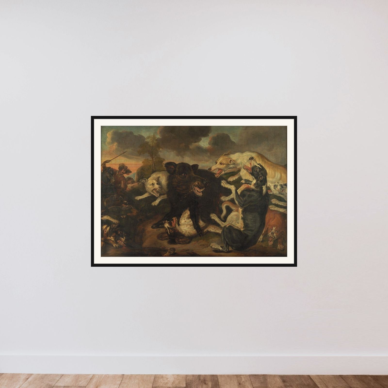 En vildsvinejagt framed — shown to scale