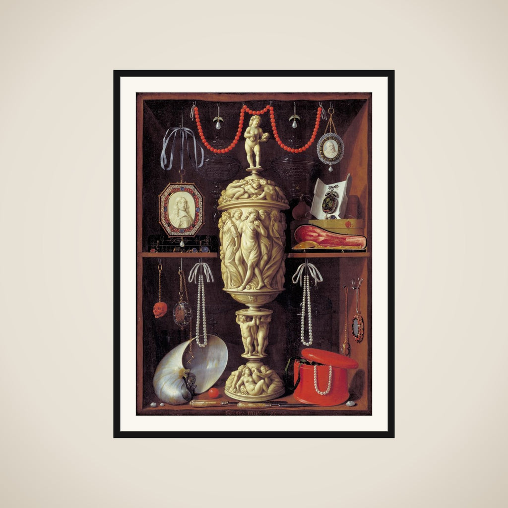Kunstkammerskab med elfenbenspokal framed