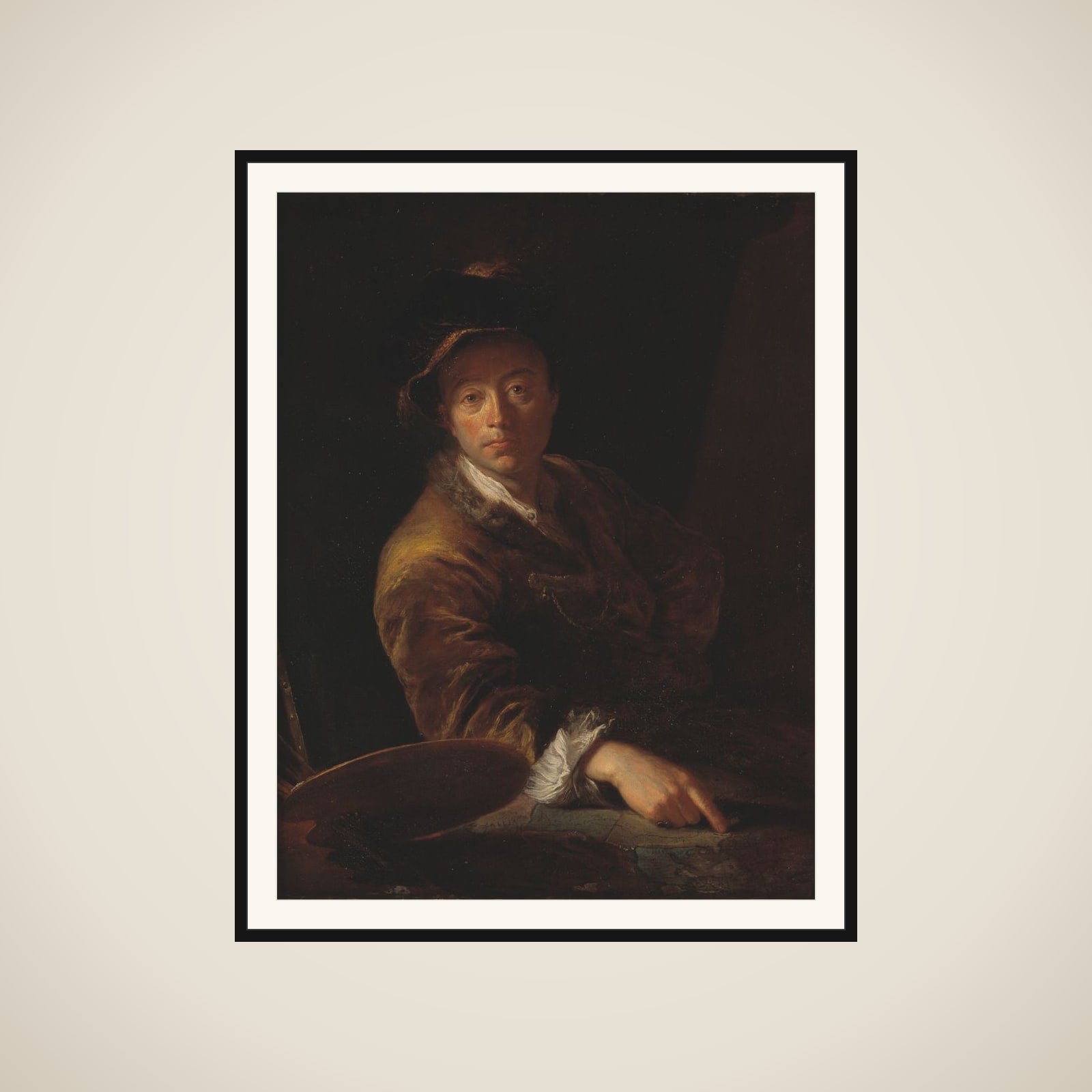 Portræt af en maler (formodentlig C. L. Agricola, 1667-1719) framed