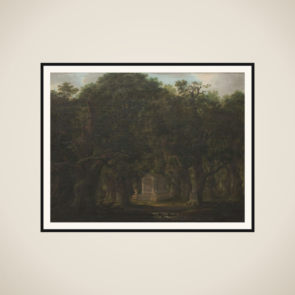 Et monument i en egeskov framed