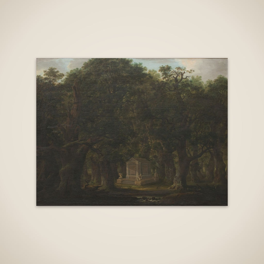 Et monument i en egeskov unframed print