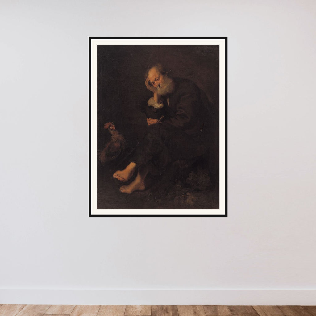 Den angrende Peter framed — shown to scale