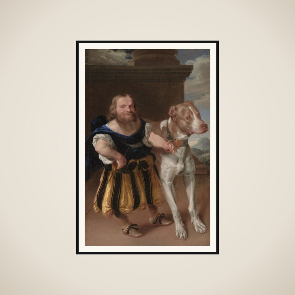 Kurfyrsten af Sachsens italienske dværg Giacomo Favorchi med prinsesse Magdalene Sibylles hund, Raro framed