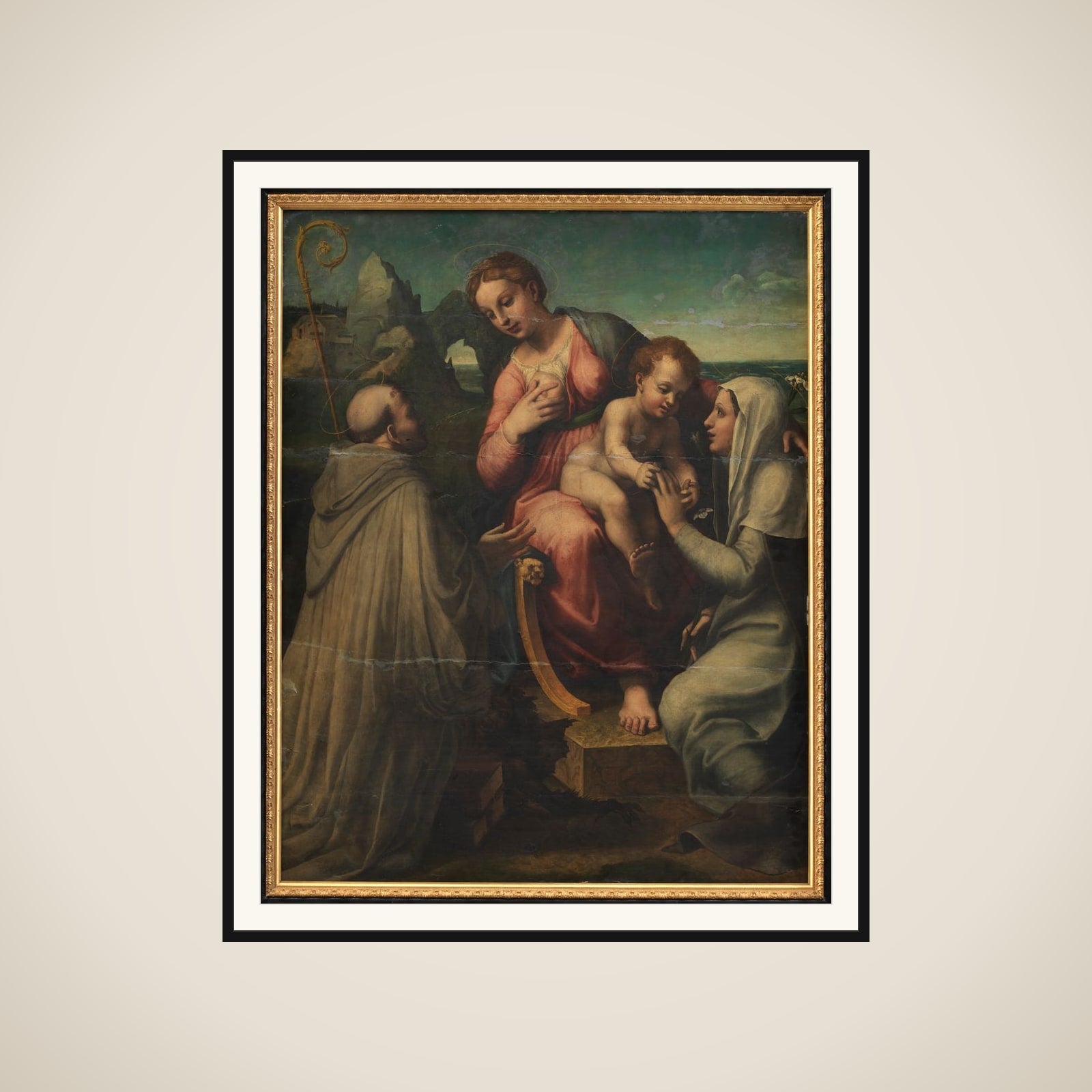 Madonna med Barnet mellem helgener framed