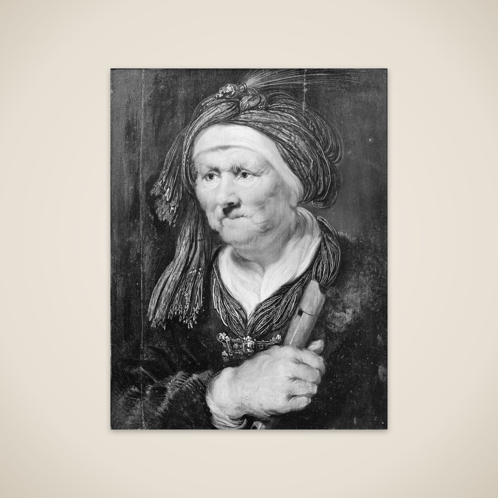 En gammel kone. Allegorisk fremstilling af hørelsen unframed print