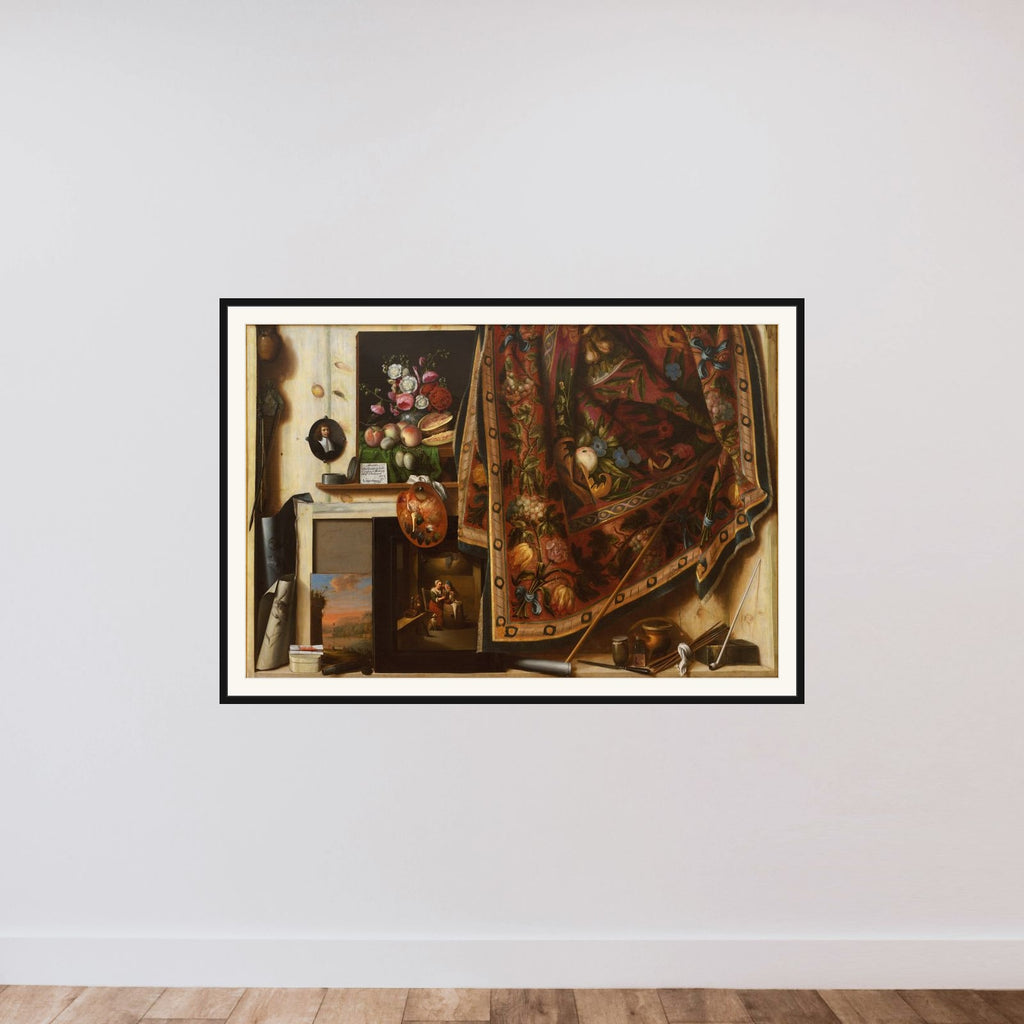 Trompe l'oeil. Skab fra kunstnerens atelier framed — shown to scale