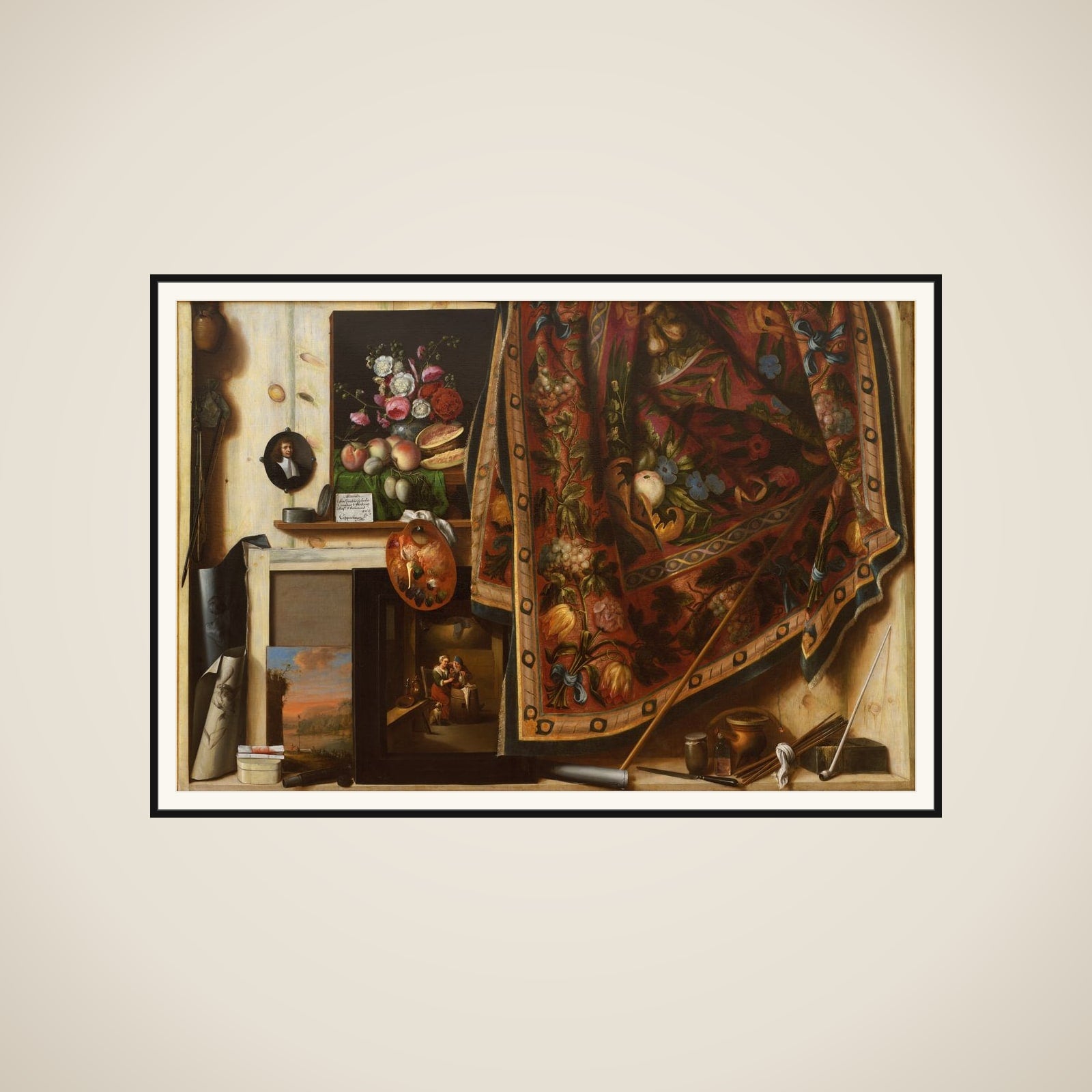Trompe l'oeil. Skab fra kunstnerens atelier framed