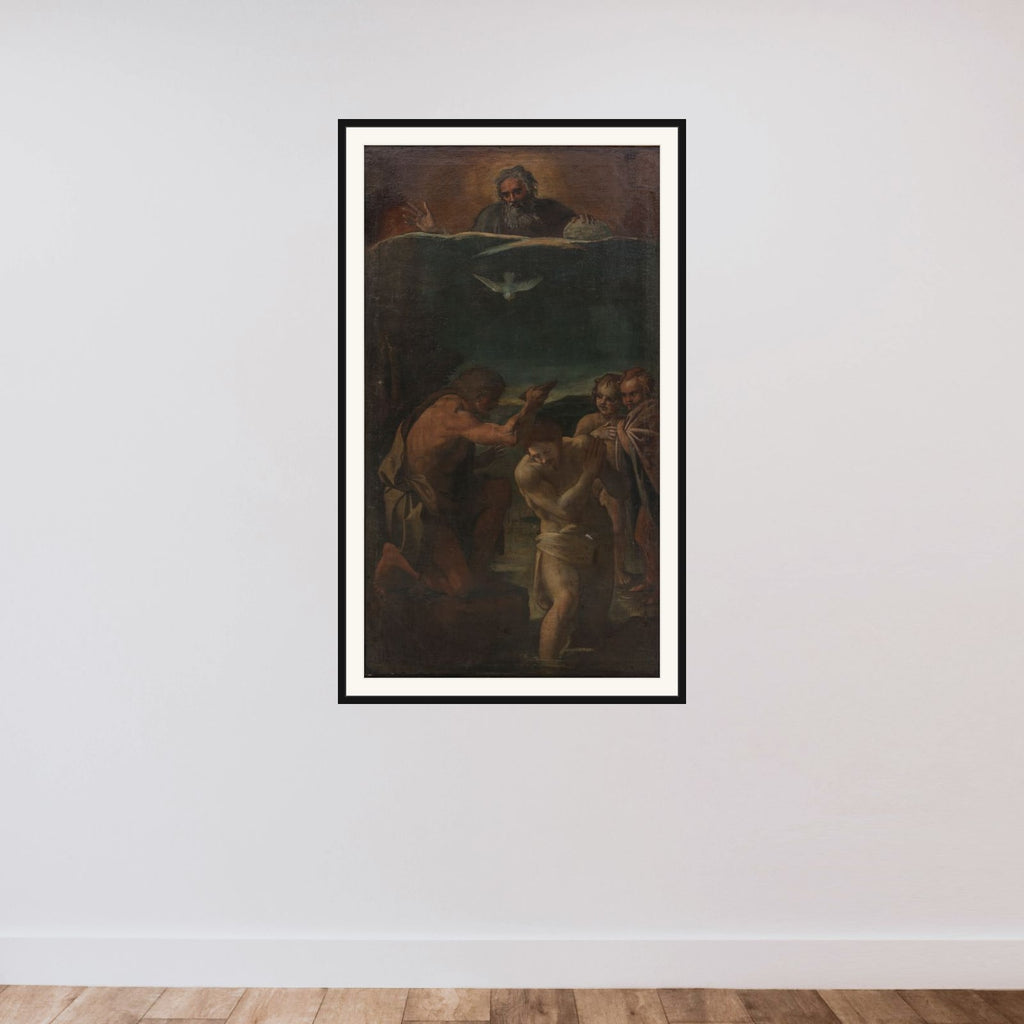Kristi dåb framed — shown to scale