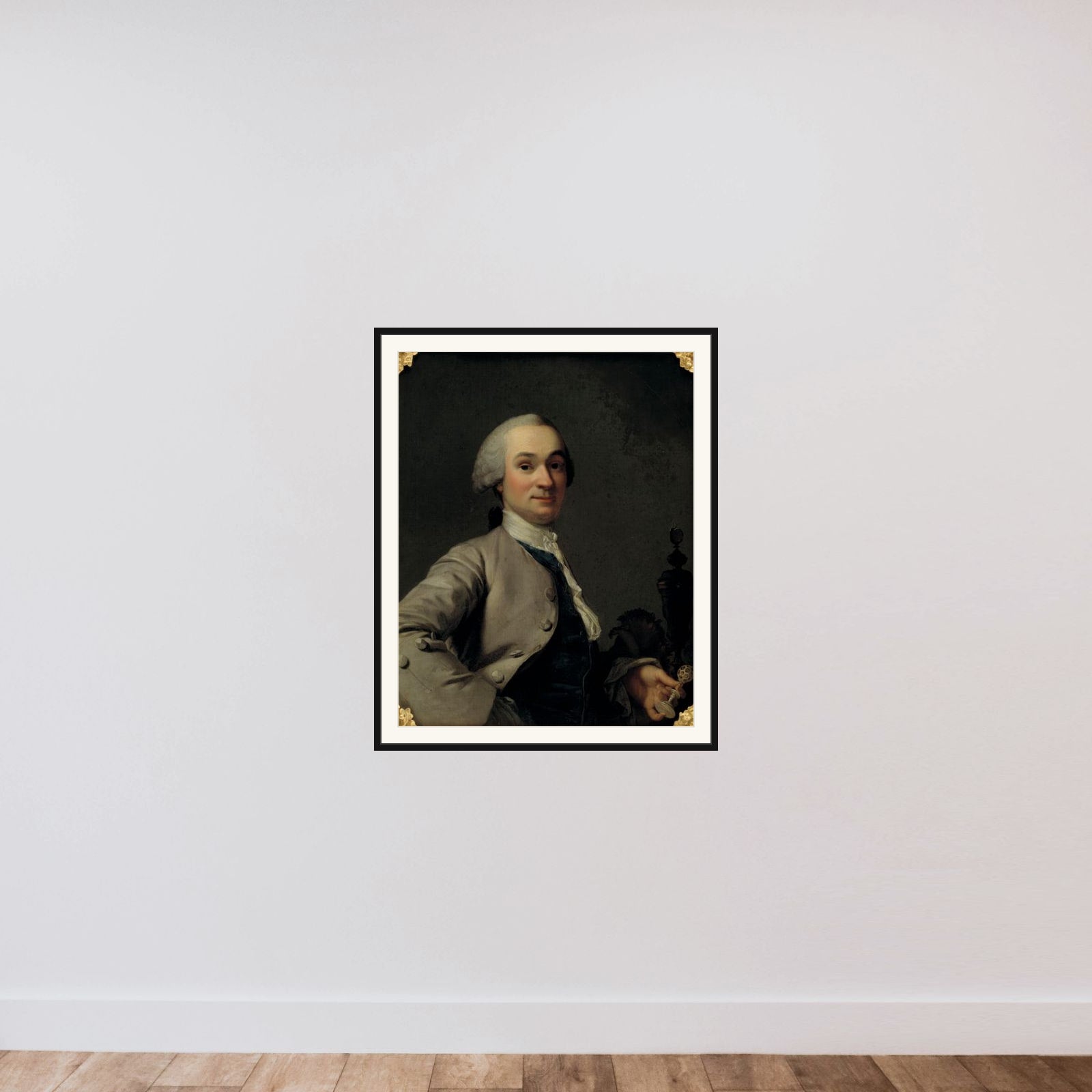 Kunstdrejer og kunstkammerforvalter Lorenz Spengler framed — shown to scale