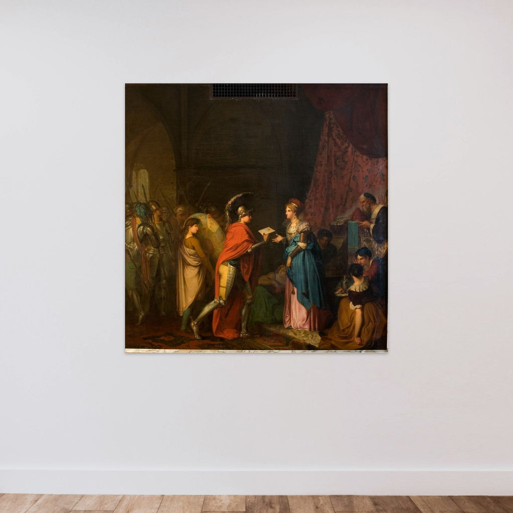 Hamlet overleverer dronningen af England et brev unframed — shown to scale