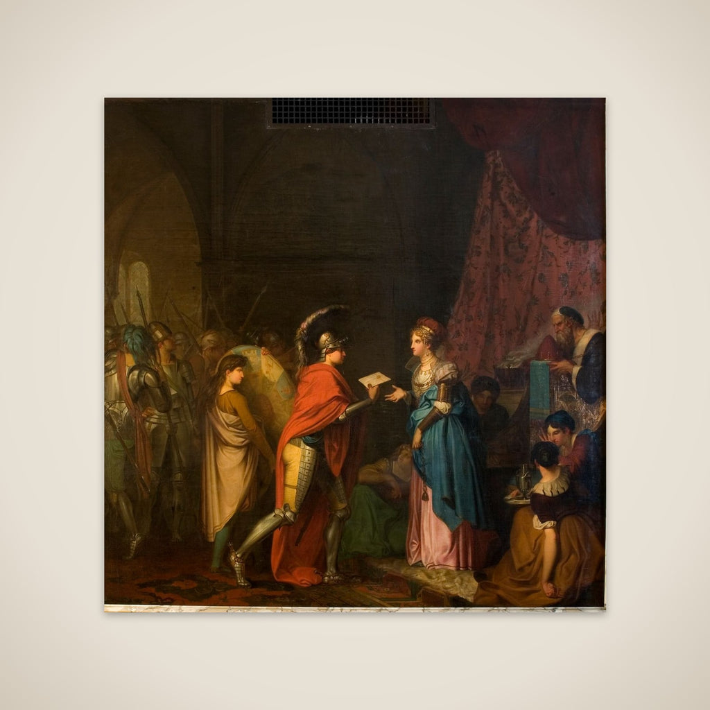 Hamlet overleverer dronningen af England et brev unframed print