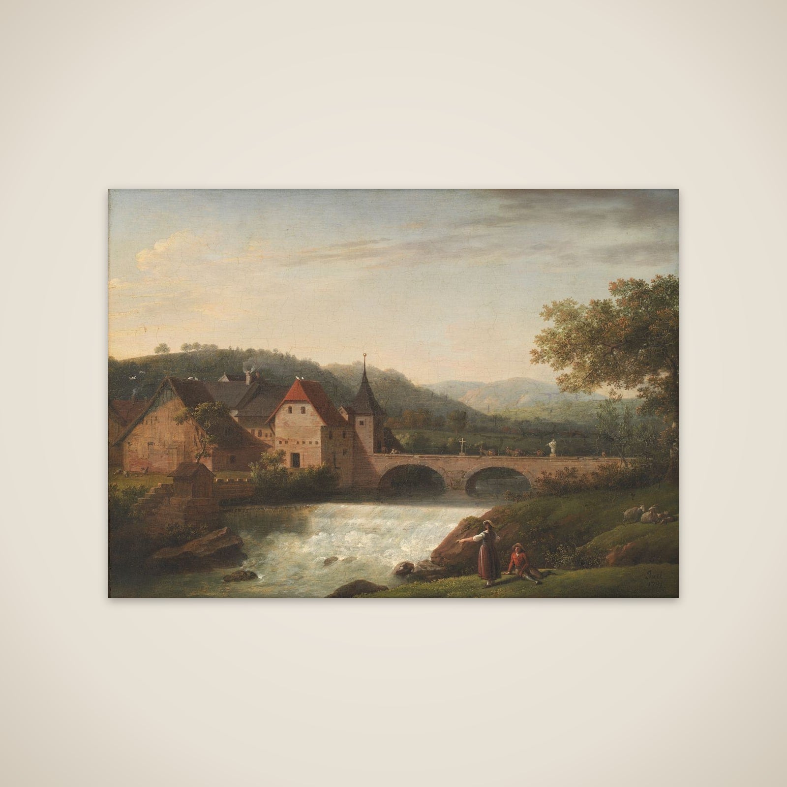 Broen og vandfaldet i Dornach, Schweiz unframed print