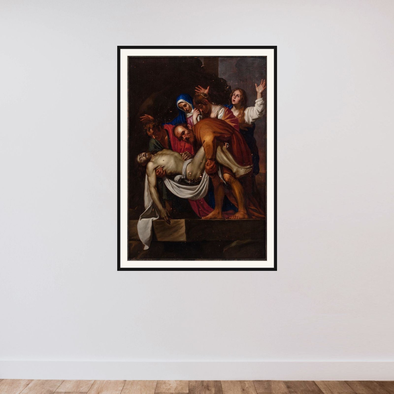Kristi gravlæggelse framed — shown to scale