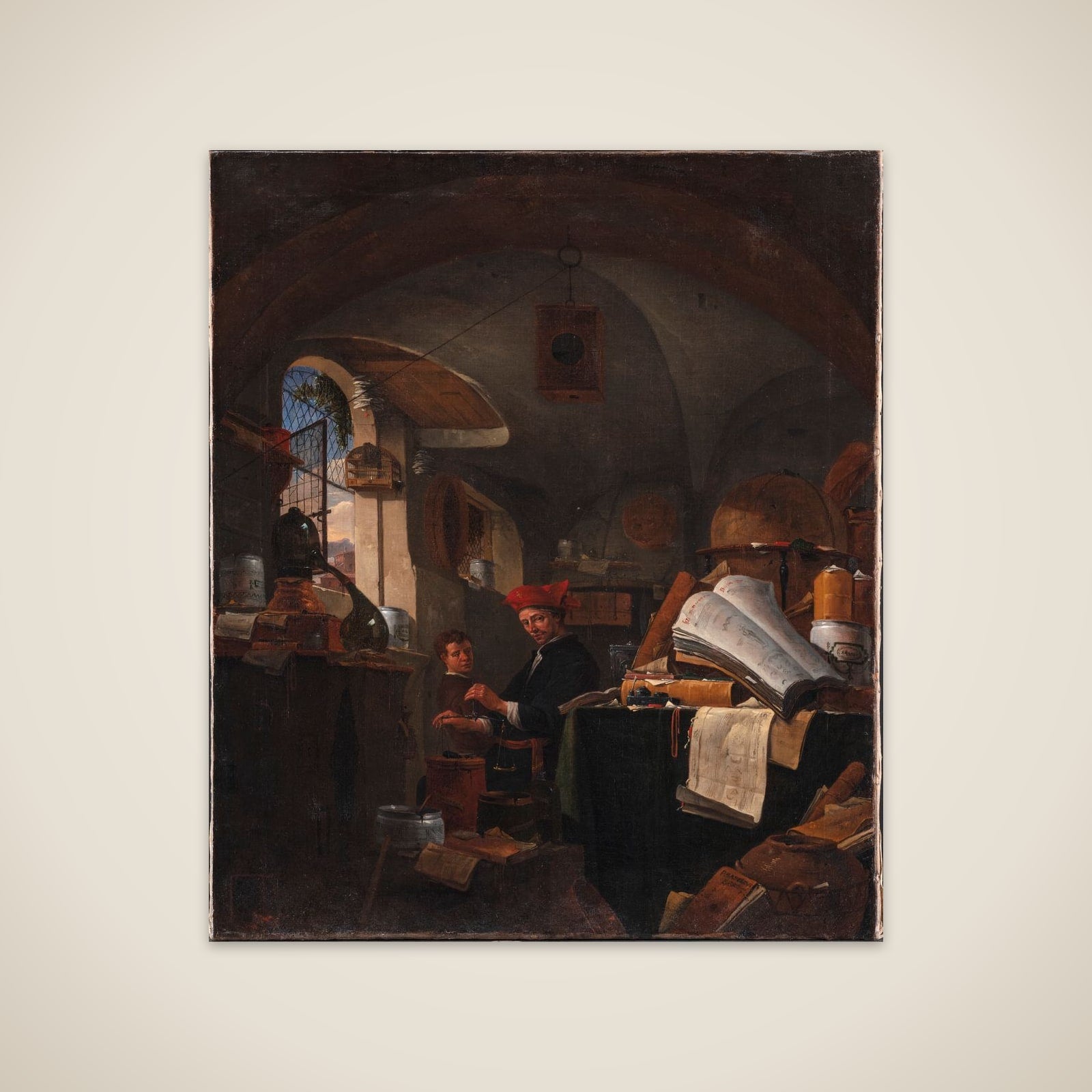 Alkymist i sit laboratorium unframed print