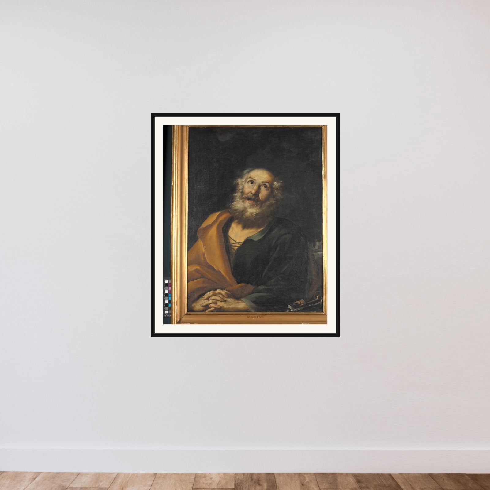 Den Angrende Peter framed — shown to scale