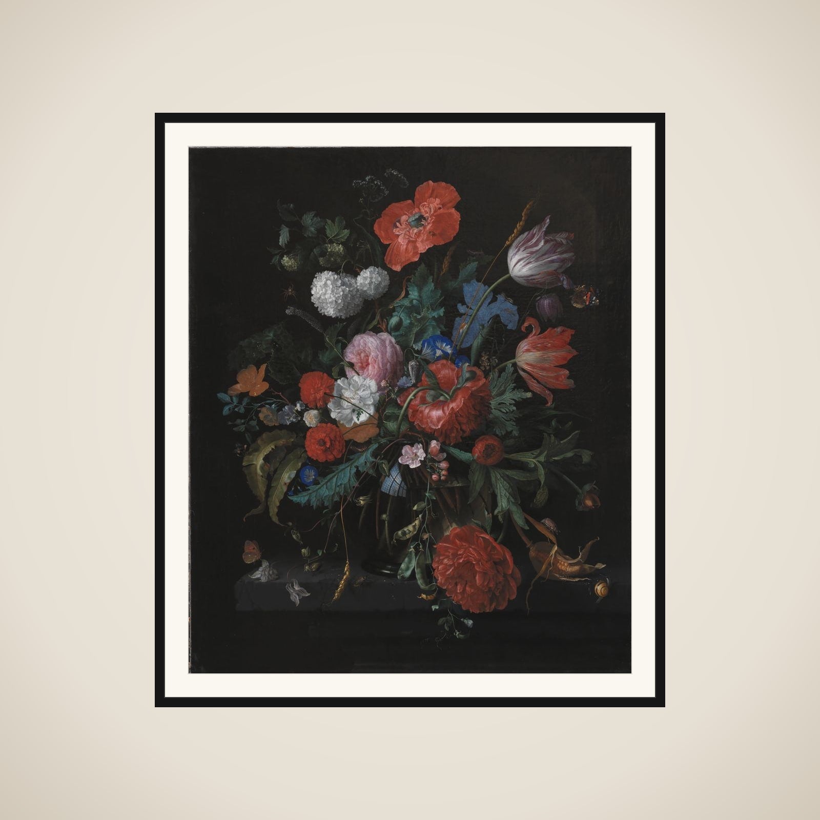 En blomsterbuket framed