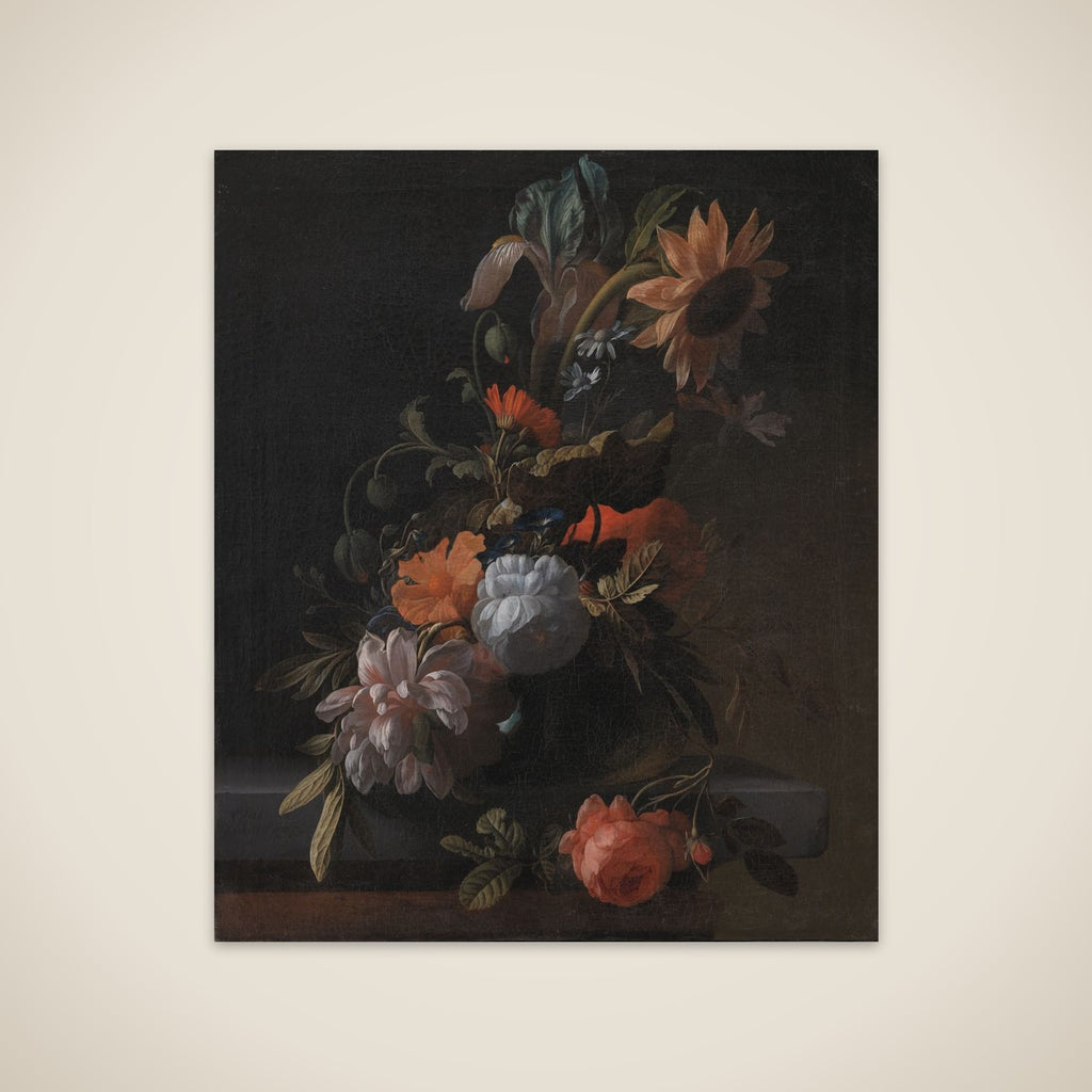 En skål med blomster unframed print