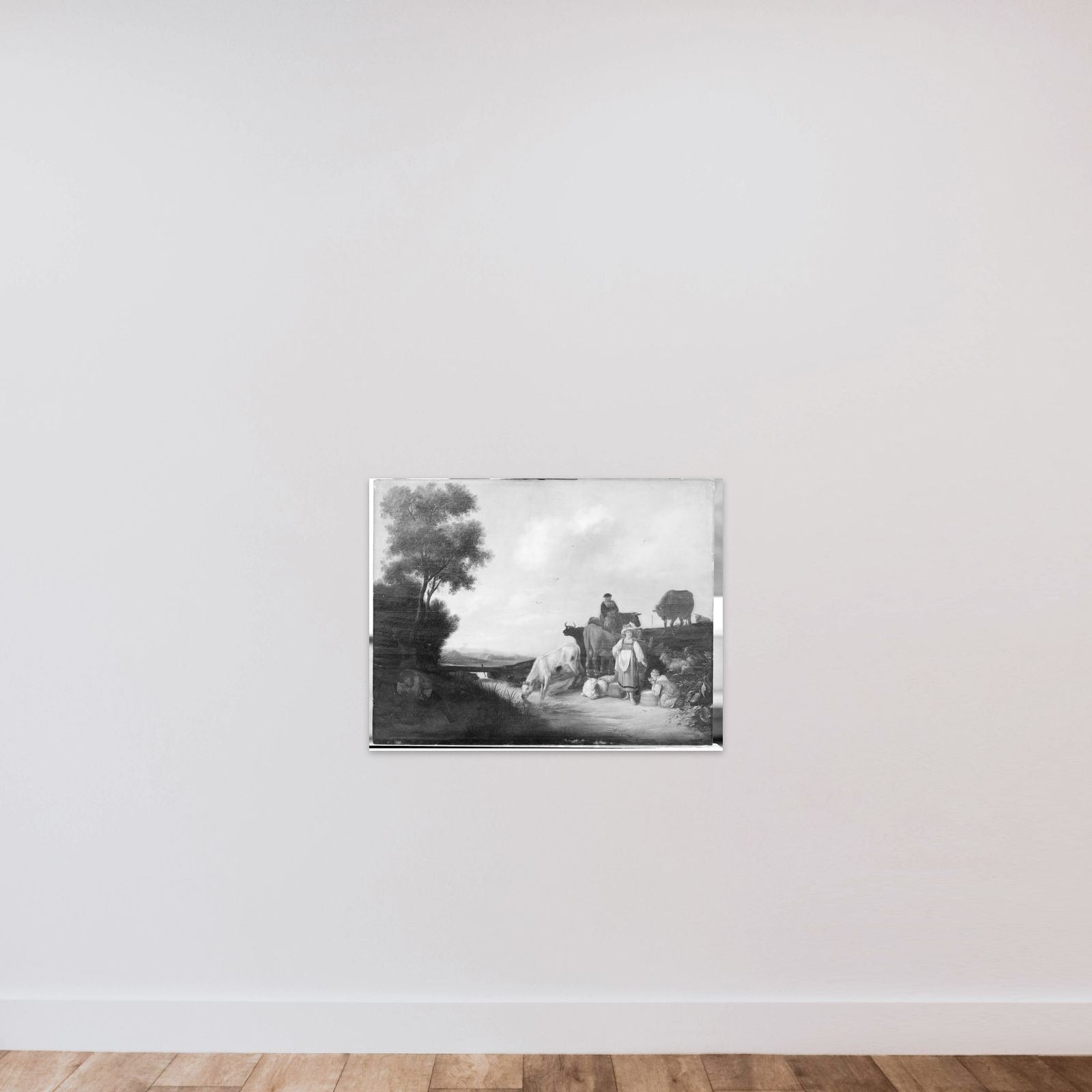 Kvæg ved vandingsstedet unframed — shown to scale