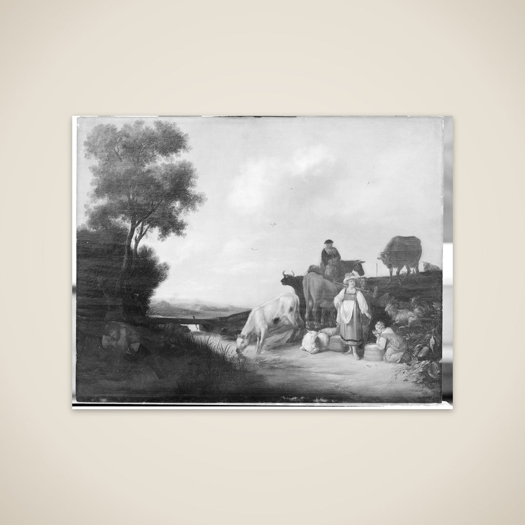 Kvæg ved vandingsstedet unframed print
