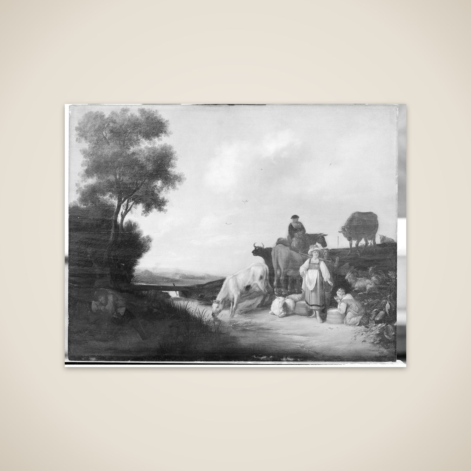 Kvæg ved vandingsstedet unframed print