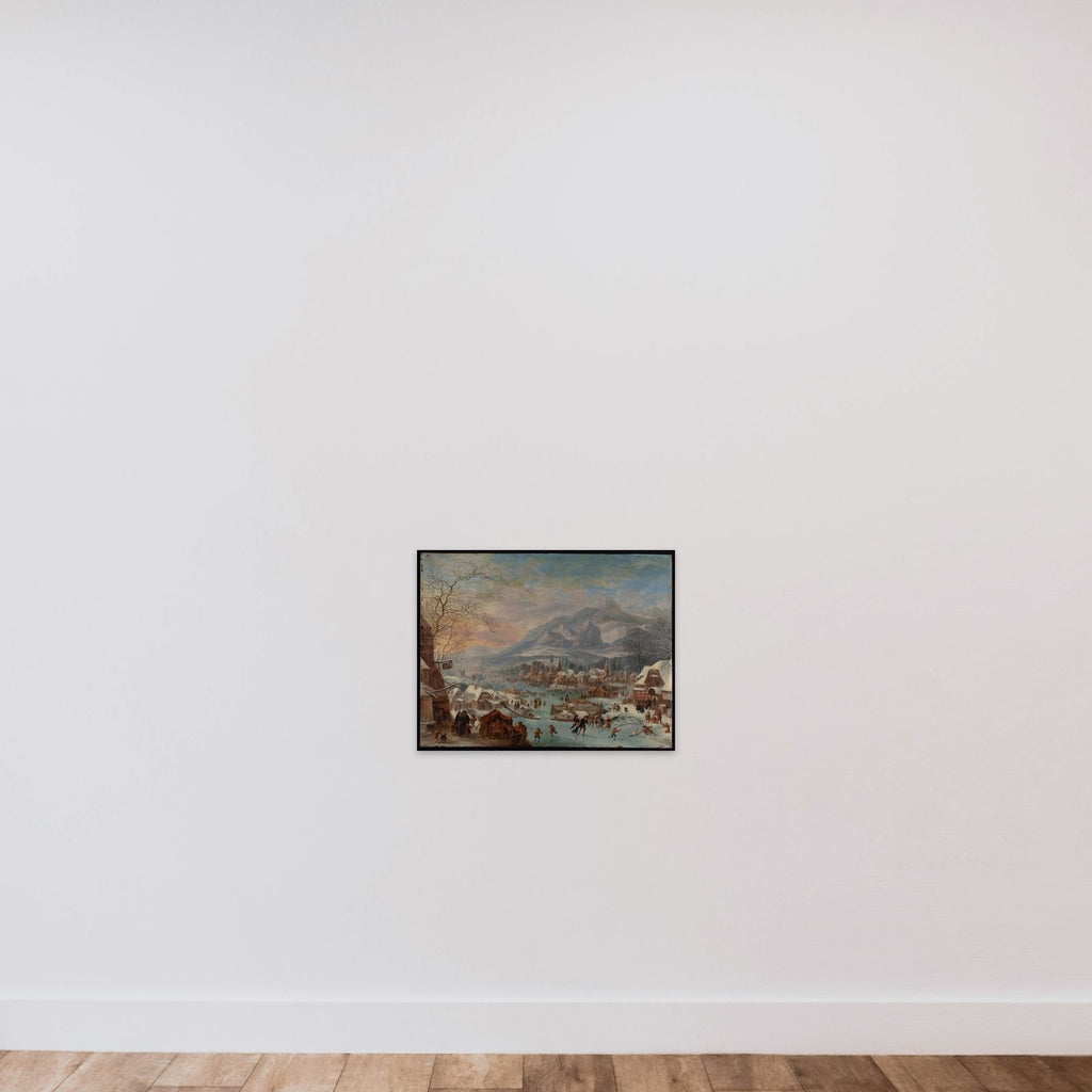 Flodlandskab ved vintertid unframed — shown to scale
