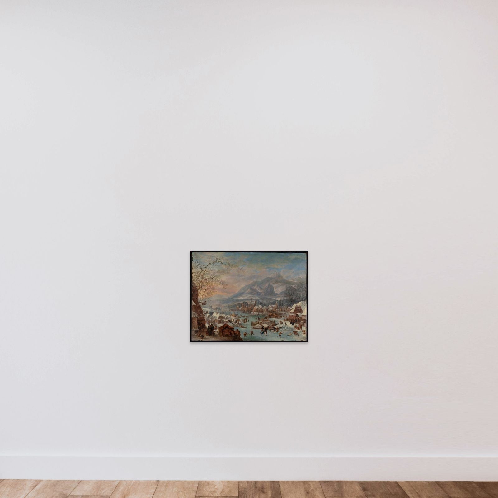 Flodlandskab ved vintertid unframed — shown to scale