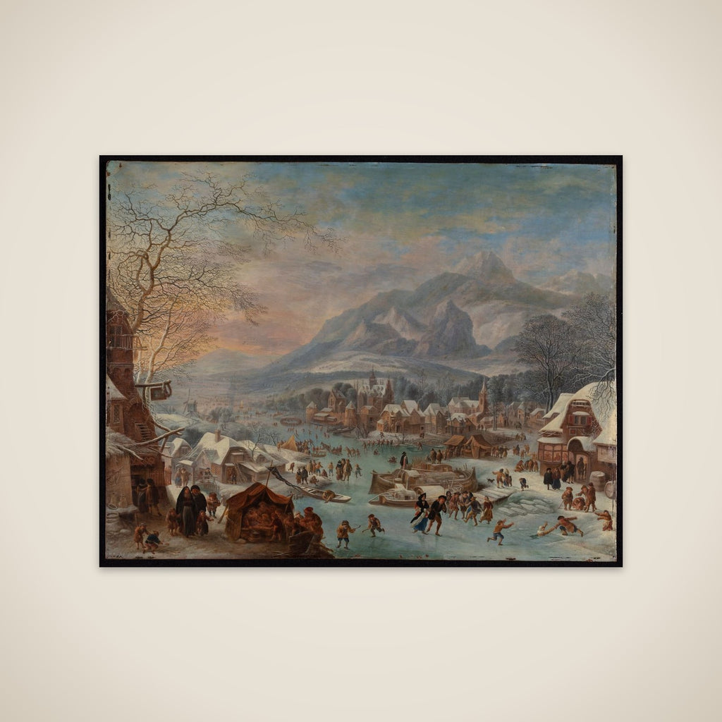 Flodlandskab ved vintertid unframed print