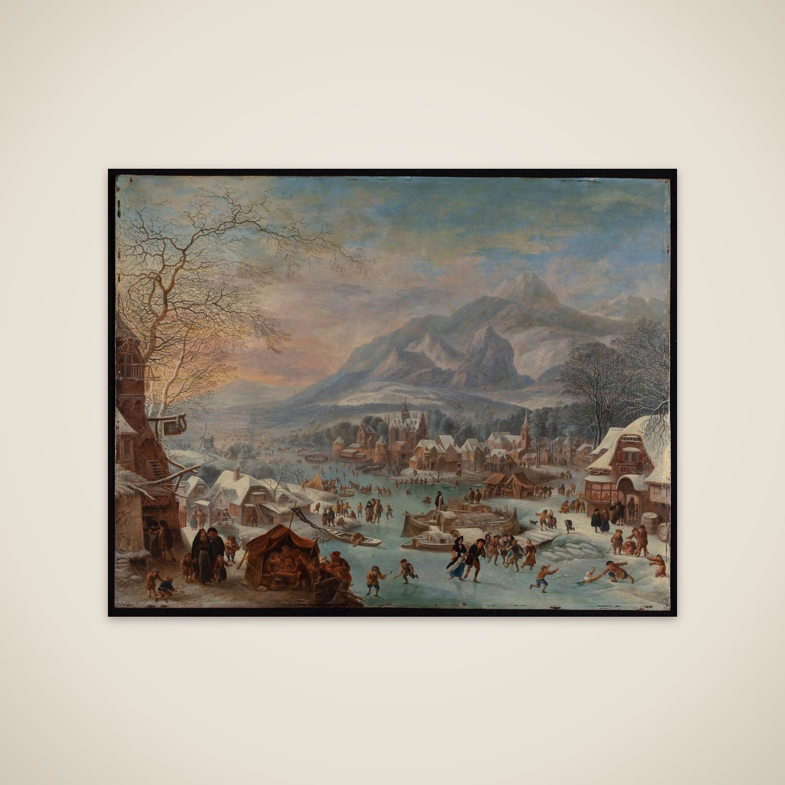 Flodlandskab ved vintertid unframed print