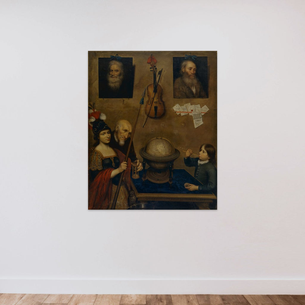 Vanitas med Minerva unframed — shown to scale
