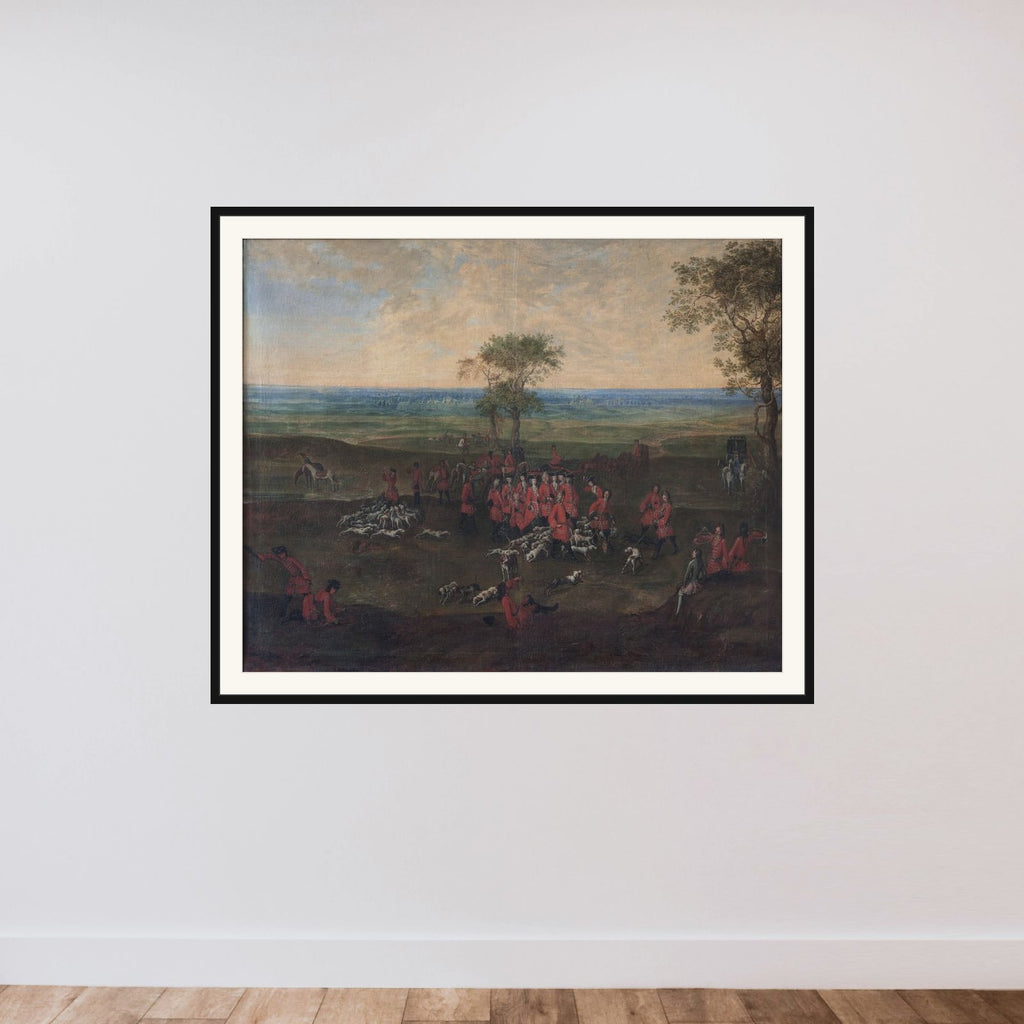 En jagt hvori prinsesserne deltager, tildels i mandlige dragter framed — shown to scale
