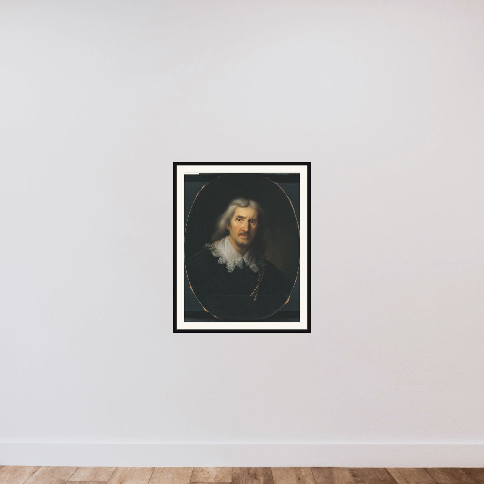 Mandsportræt framed — shown to scale