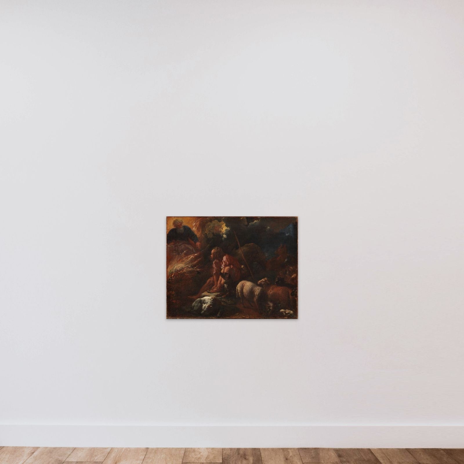 Moses og den brændende tornebusk unframed — shown to scale