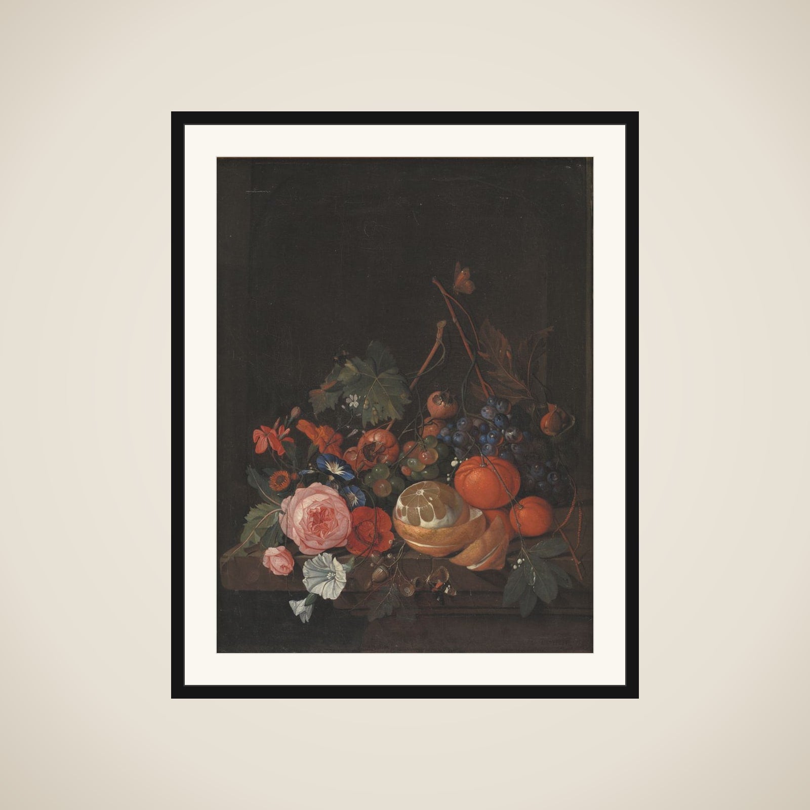 Blomster og frugt framed