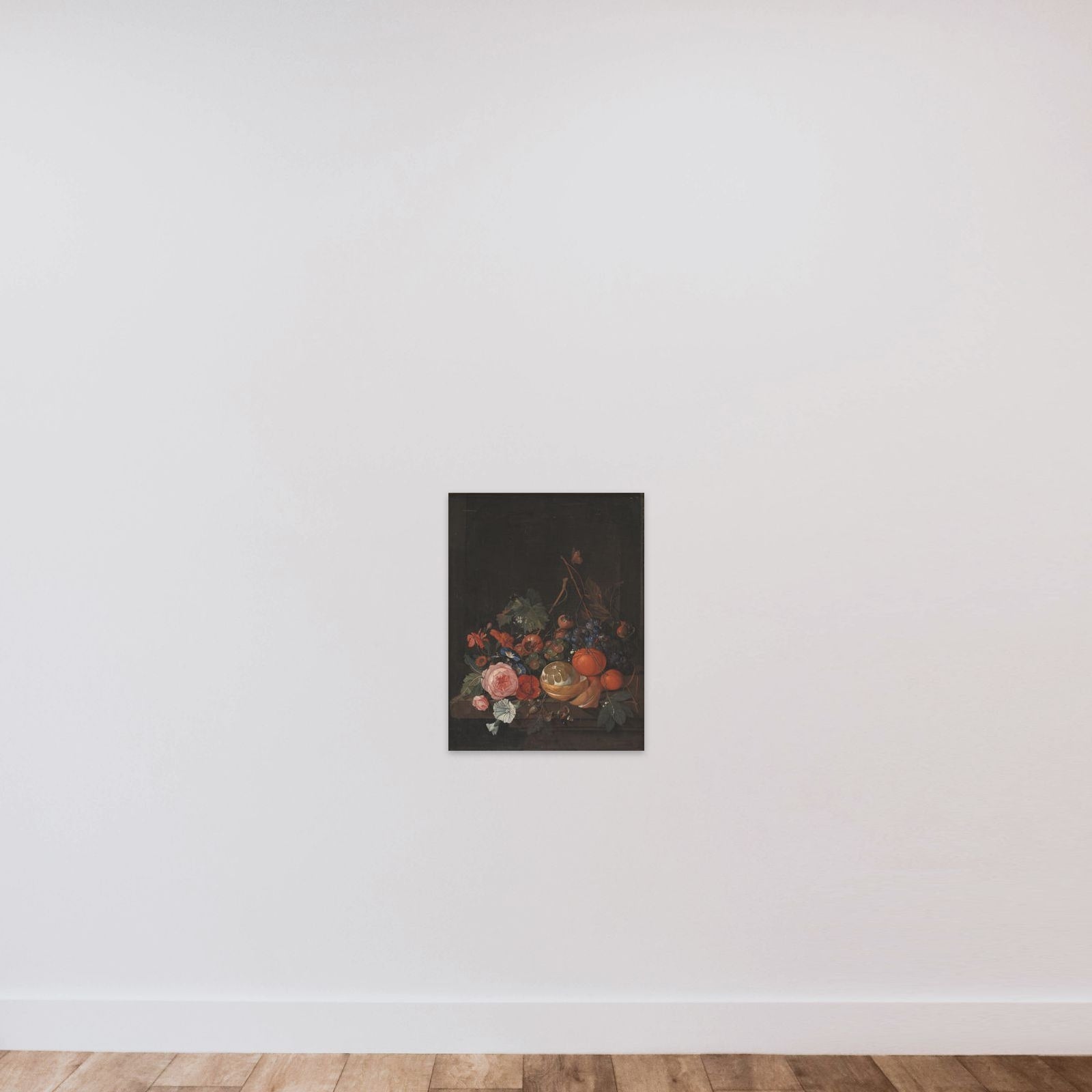 Blomster og frugt unframed — shown to scale